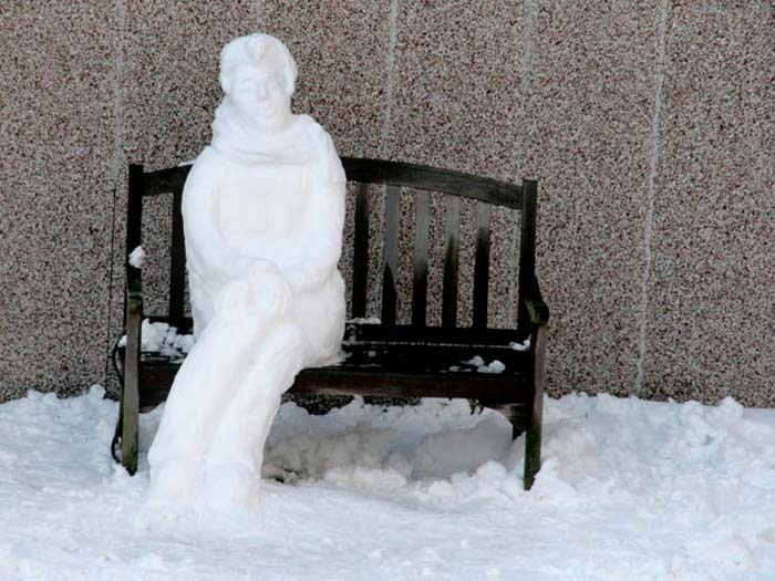 Our seated snowman